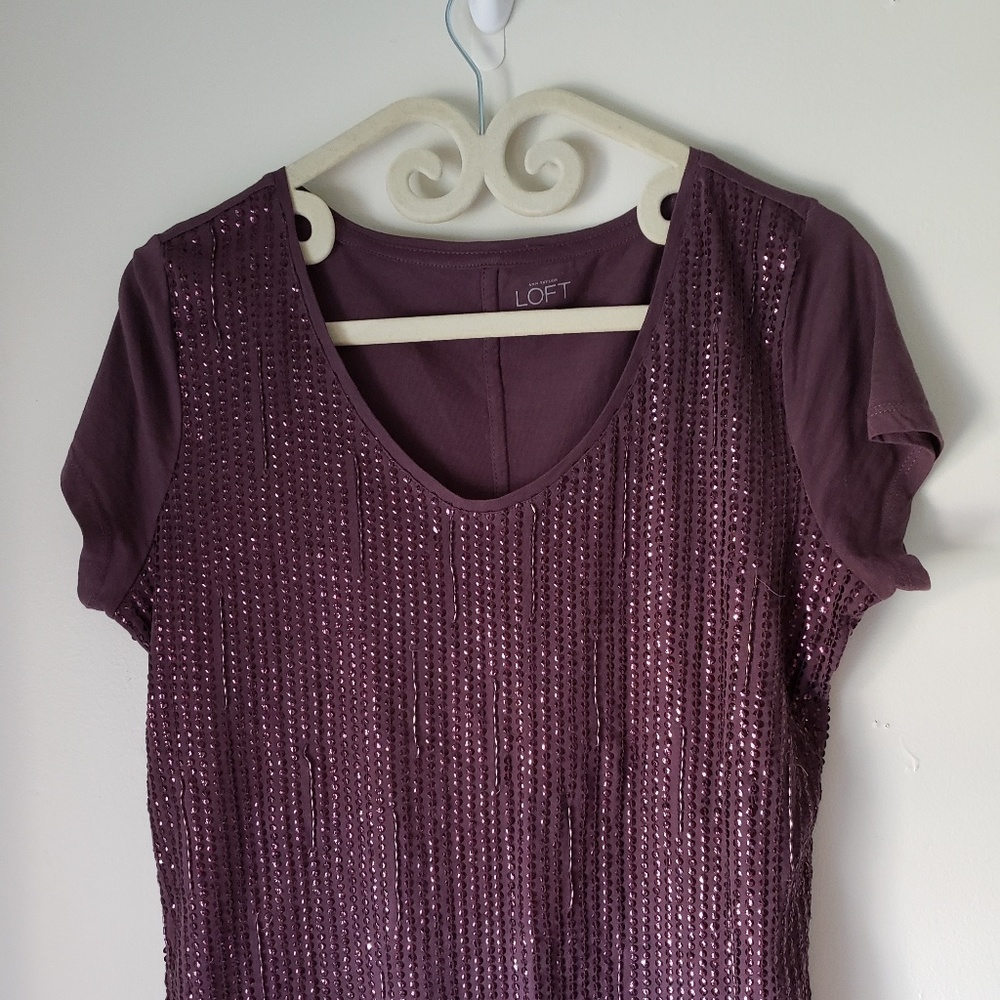 🛍Loft sequined cranberry top🛍